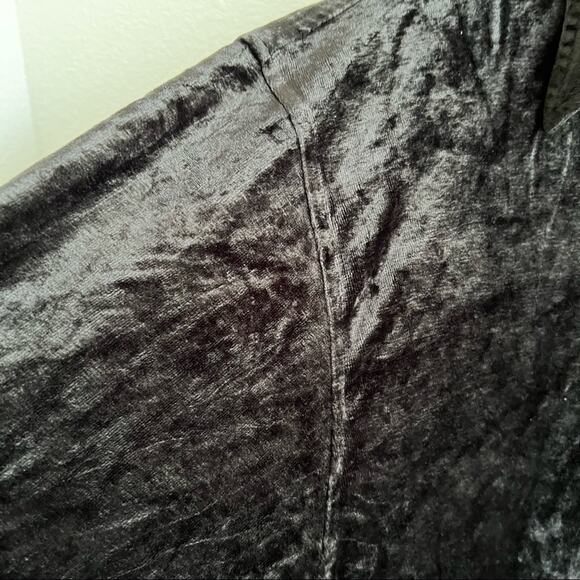 Vintage DKNY Black Crushed Velvet Velour Long Sleeve Popover Shirt Y2K 90s Large - Picture 4 of 9